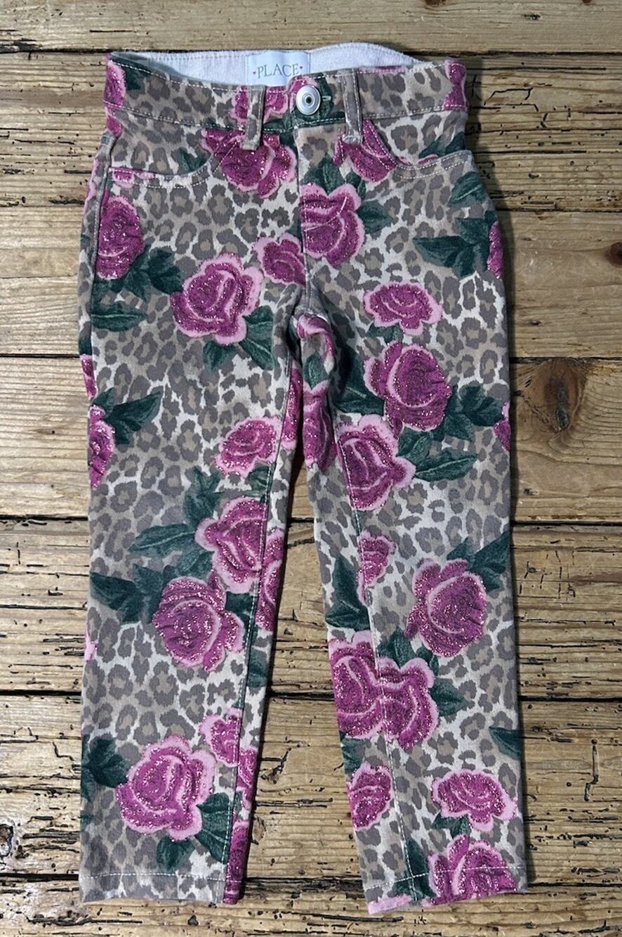 Place Toddler Size 4 Leopard Rose Print Jeggings